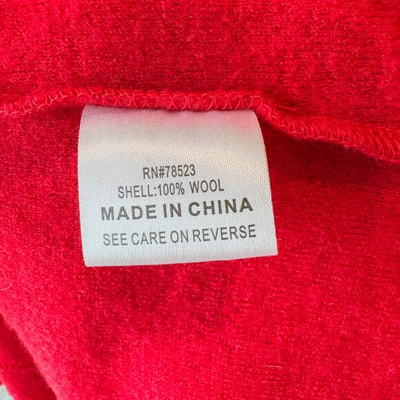 Luii Anthropologie Red Wool Ruffled Button Up Autumn Jacket Dress, Women's Small - Picture 13 of 13